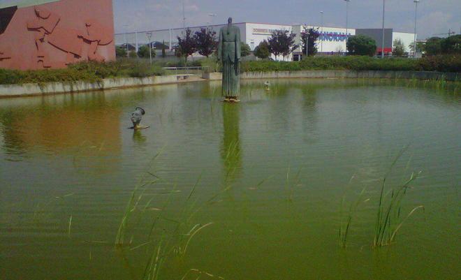 Sporca e trasandata, chi deve pulire la fontana del teatro? 