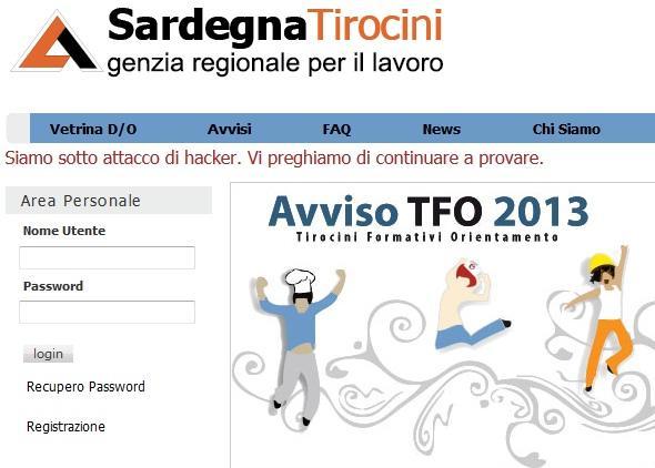 Sardegna Tirocini, il sito della Regione attaccato dagli hacker 