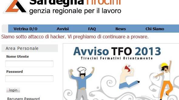 Sardegna Tirocini, il sito della Regione attaccato dagli hacker 