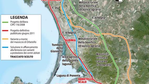 LE CARTE / Tirrenica, le ipotesi di tracciato per il lotto 5B