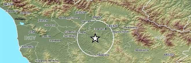 Scosse di terremoto nel Fiorentino: magnitudo 3.3 