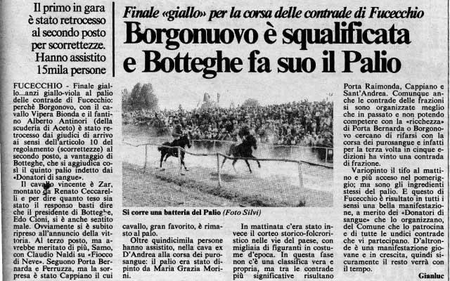 Borgonovo squalificato, il cencio va a Botteghe 