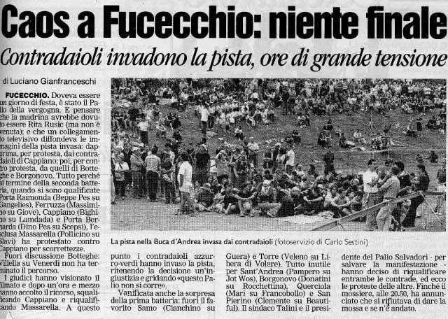 Cappiano invade la pista per protesta, niente cencio 