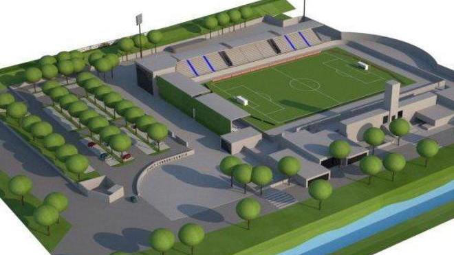 Stadio: tribune a bordo del campo e 160 posti auto