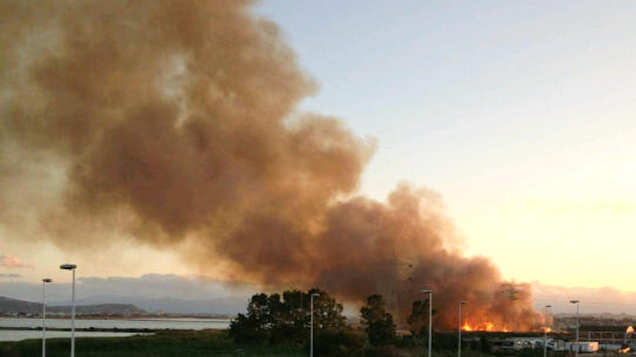 Incendio a Molentargius, le fiamme sfiorano le case 