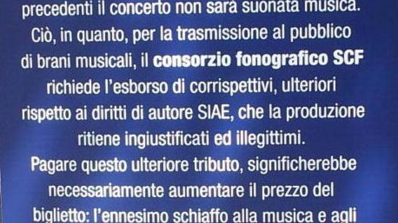 Niente musica prima dei concerti