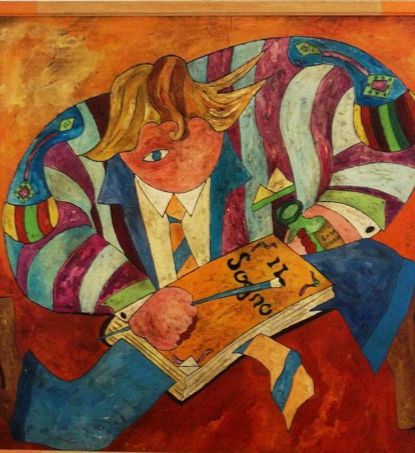 Enzo Marco dona un quadro alla biblioteca