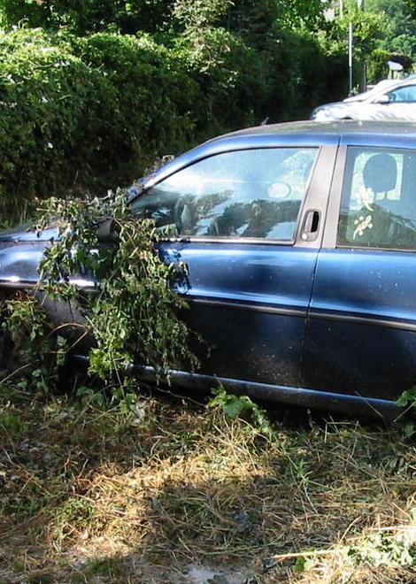 Discarica di auto nel parcheggio 