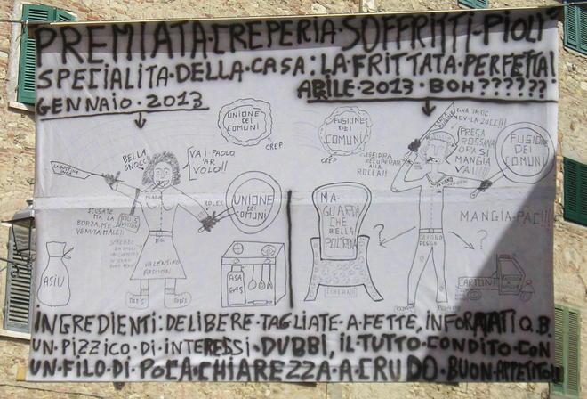 Vignette polemiche contro la fusione dei Comuni 