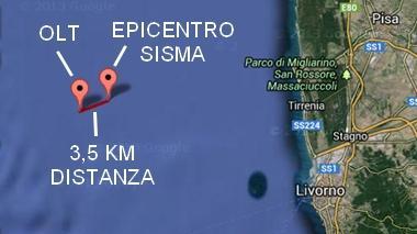 Lieve scossa a 3.5 km dal rigassificatore