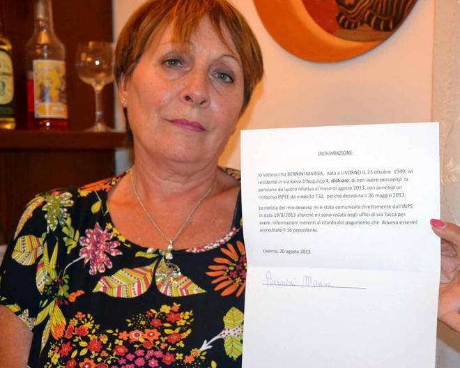 «Sono viva, ma non per l’Inps...» 