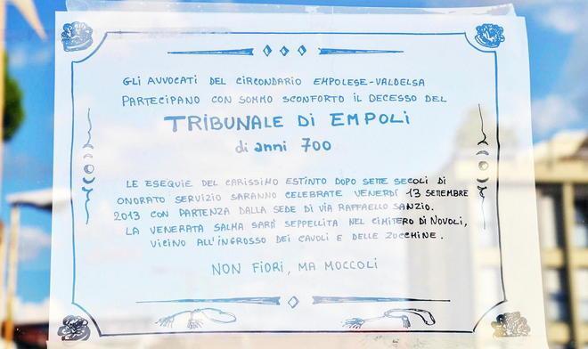 Manifesto funebre per il Tribunale