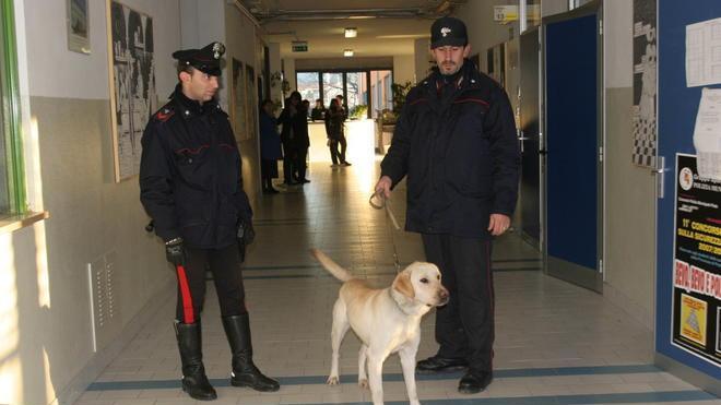 Carabinieri con i cani anti droga nelle scuole