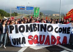 Venturina: la protesta in strada per difefendere l'altoforno della Lucchini