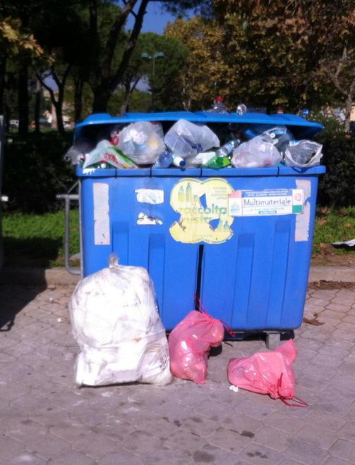 Cassonetti stracolmi a Senzuno 