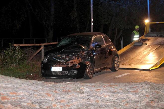 Pino crolla su un’auto, salvi per miracolo due giovani 