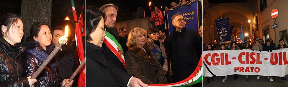 Lutto cittadino a Prato, in 700 alla fiaccolata  