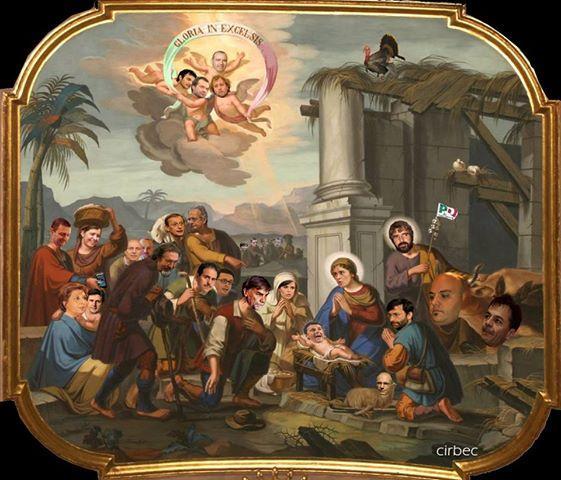 Renzi diventa il Bambin Gesù nel presepe di Ciro Becchimanzi 