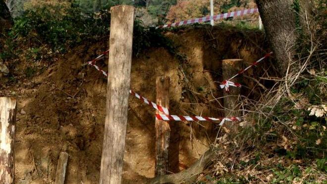 Una bomba inesplosa nel terreno