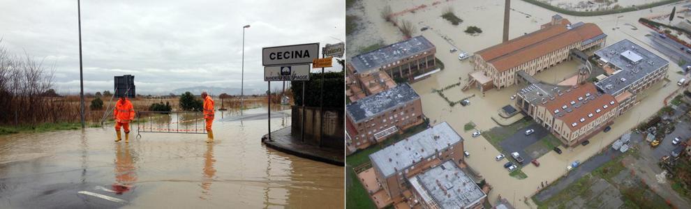 Il fiume Cecina esonda, paura e danni. Riaperta l'Aurelia, ma la Mazzanta resta sott'acqua. Sei sfollati 