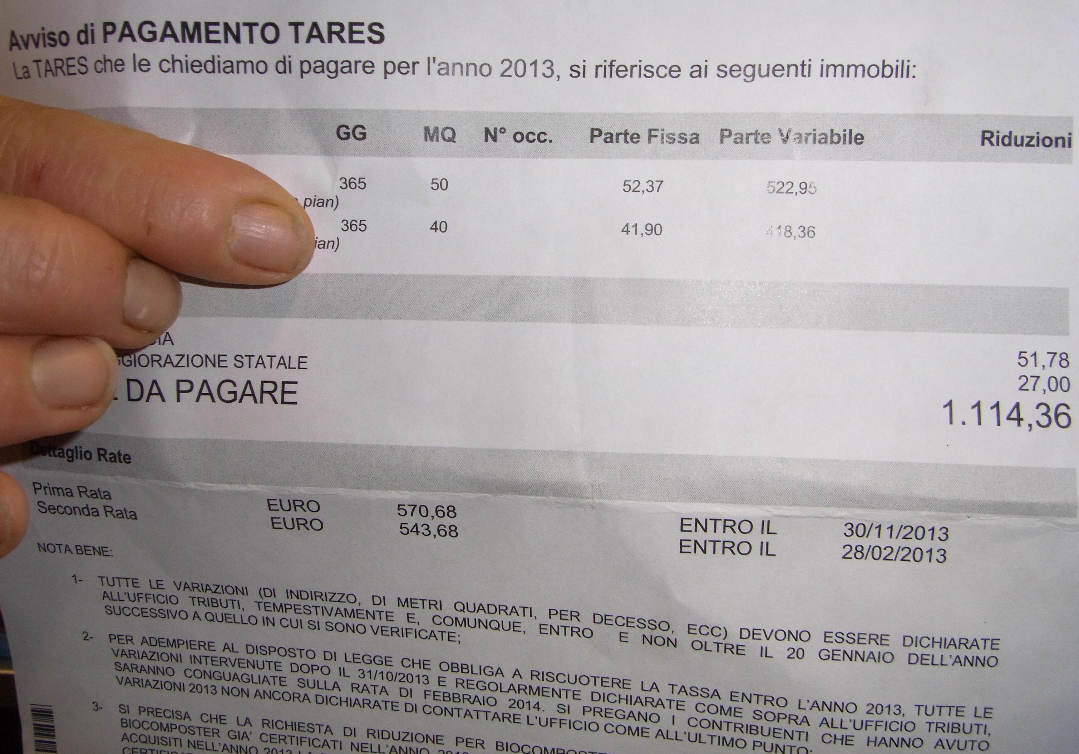 «A Marliana Tares aumentata del 200% Nel 2014 si cambi»