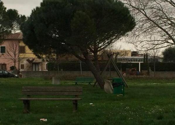Albero pericolante ai giardinetti