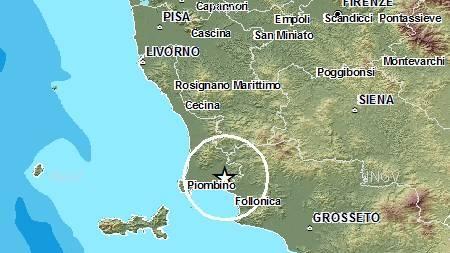 Lieve scossa di terremoto, l’epicentro tra Suvereto e Follonica