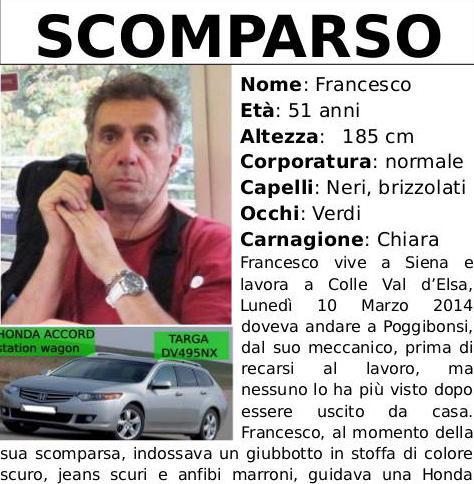 Città tappezzata di volantini per lo psichiatra scomparso