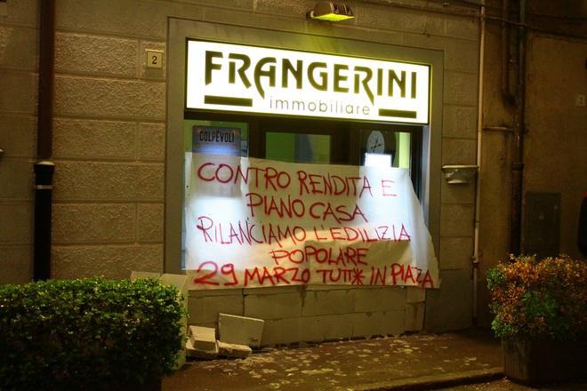 Ex Caserma occupata mura l’ingresso dell’immobiliare Frangerini 