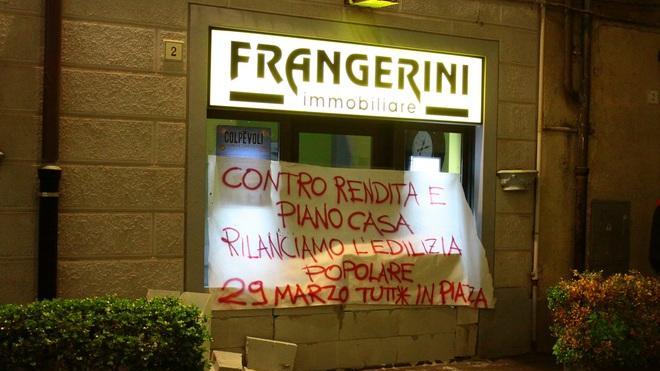 Ex Caserma occupata mura l’ingresso dell’immobiliare Frangerini