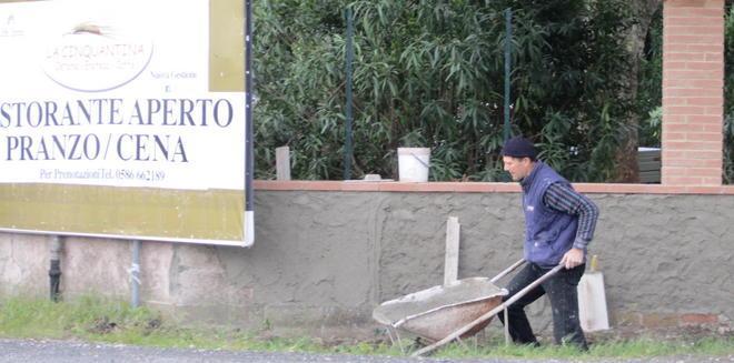 Lavori al muro della Cinquantina