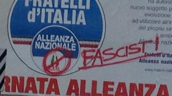 «Imbrattato il manifesto di Fratelli d’Italia-An»