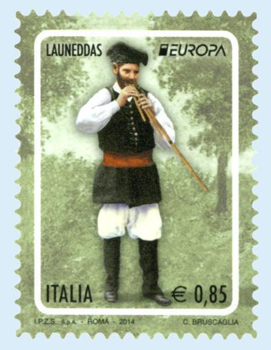 Un francobollo delle Poste Italiane dedicato alle Launeddas 