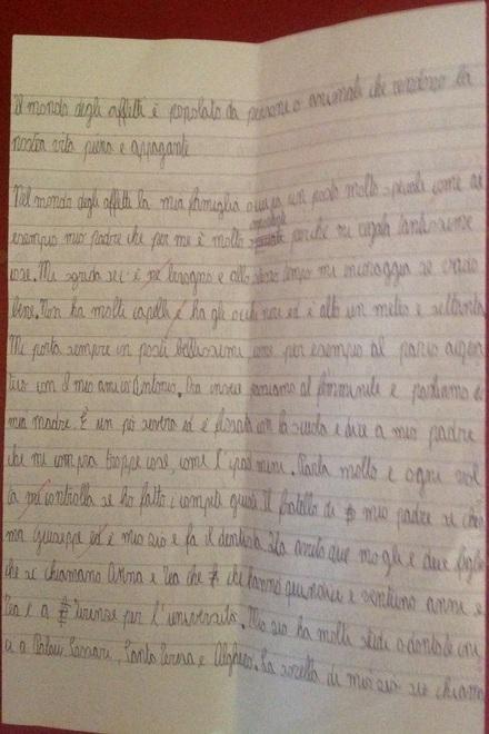 L’amore del bambino per la sua famiglia raccontato in un tema