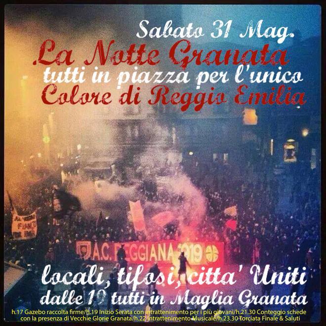  Calcio Reggiana, in piazza Prampolini la “Notte granata” 