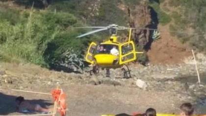 Elicottero atterra in spiaggia a Margidore