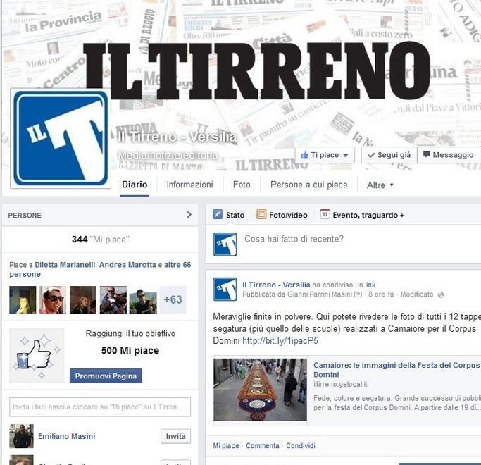 Nasce la pagina Fb Il Tirreno-Versilia seguila col Mi piace