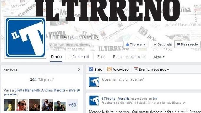Nasce la pagina Fb Il Tirreno-Versilia seguila col Mi piace