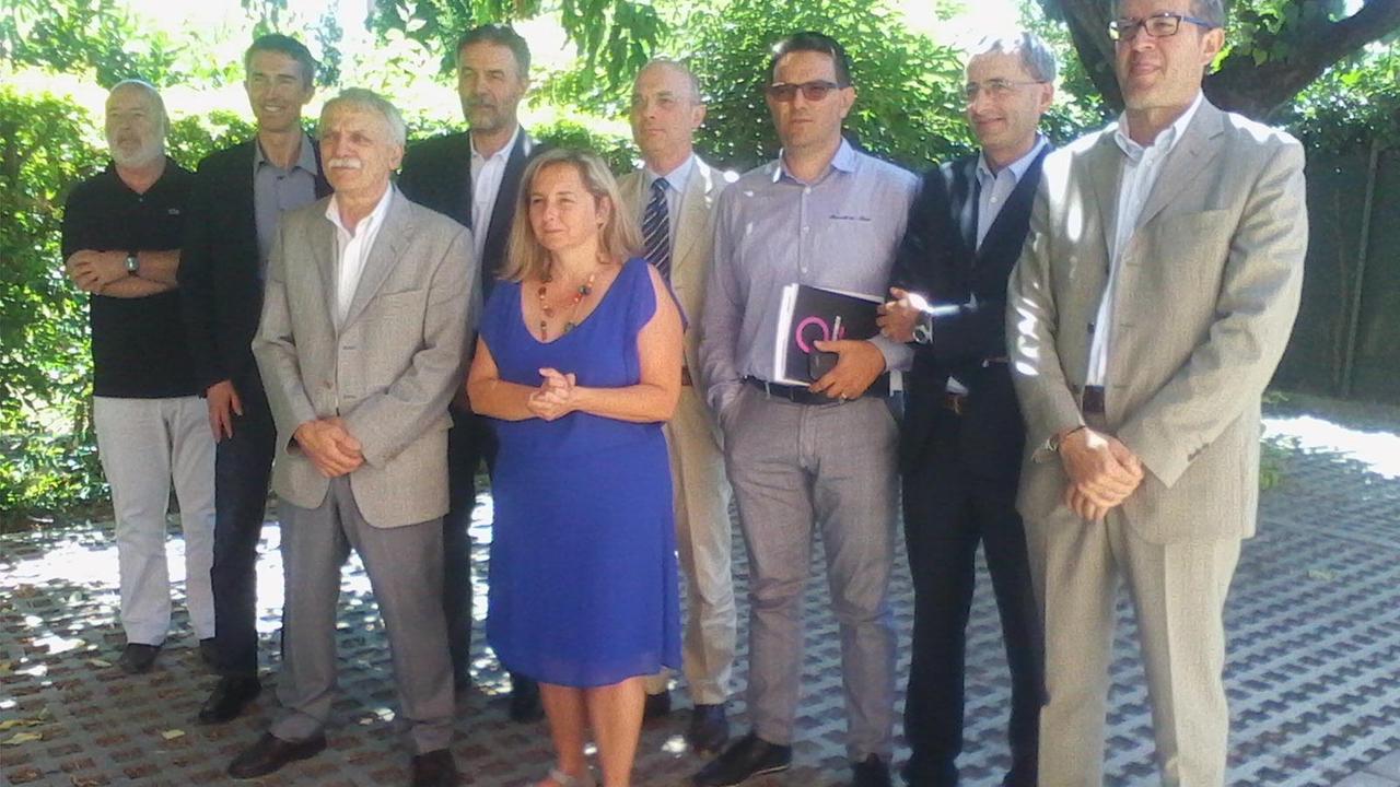 I vertici di Aimag riuniti in occasione della conferenza sul bilancio