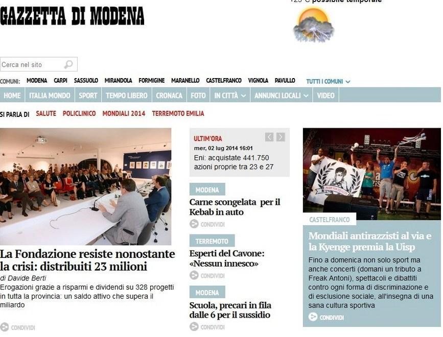 Un nuovo sito per la Gazzetta di Modena 