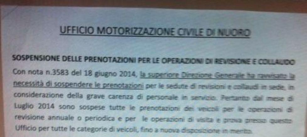 Motorizzazione, revisioni sospese 