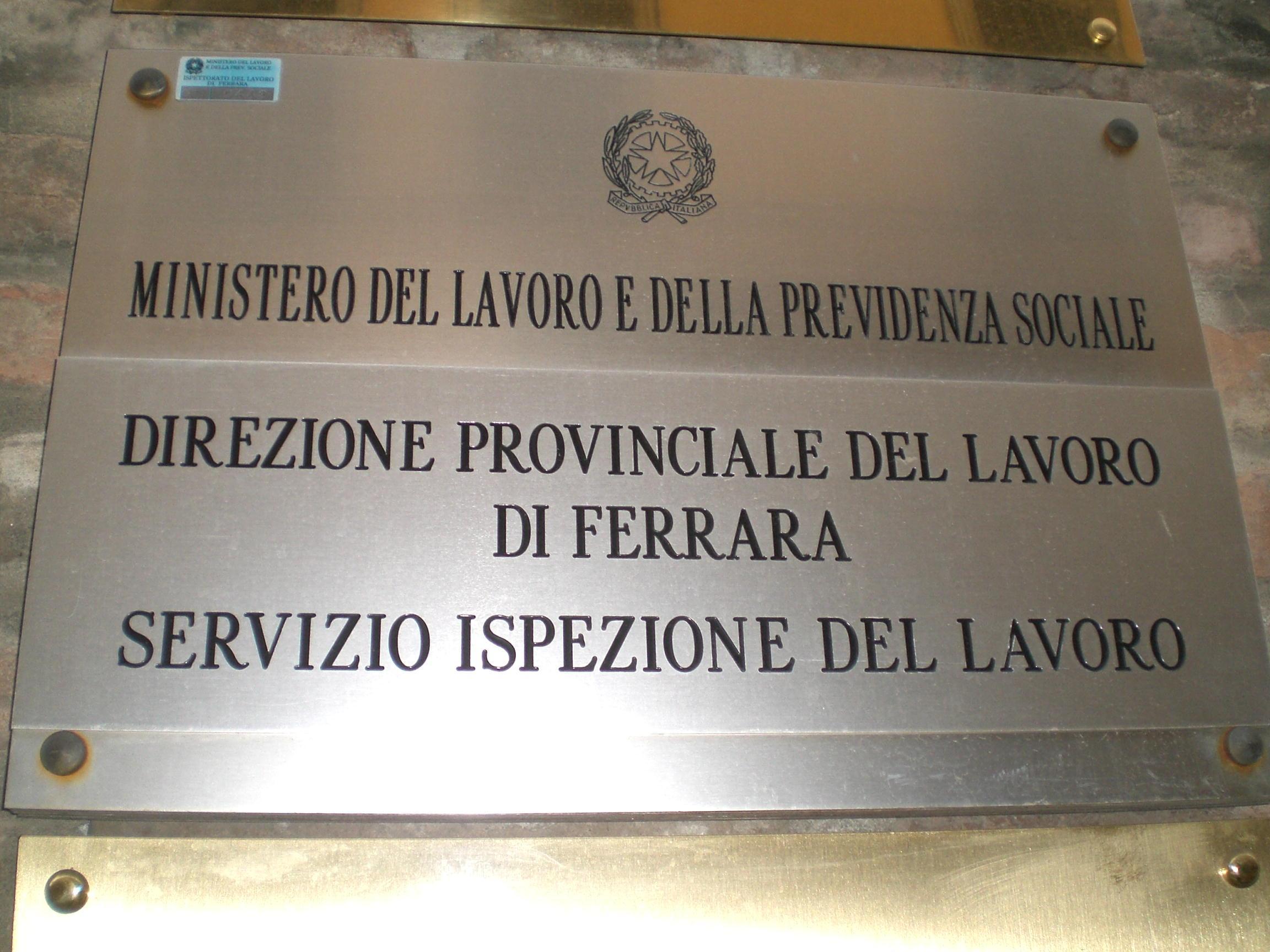 L'ispettorato dei lavoro di Ferrara