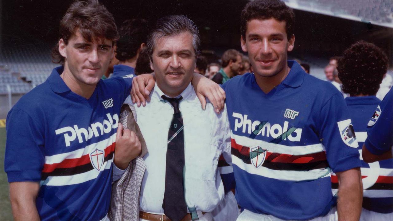 Paolo Borea tra Roberto Mancini e Luca Vialli