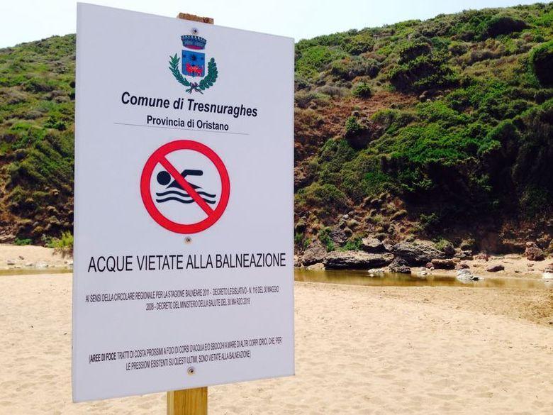 Divieto di balneazione a sud di Porto Alabe 