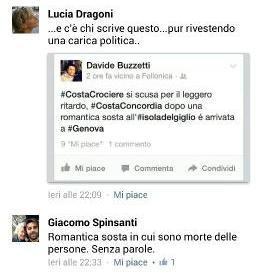 «Sosta romantica al Giglio» Bufera sul post di Buzzetti 