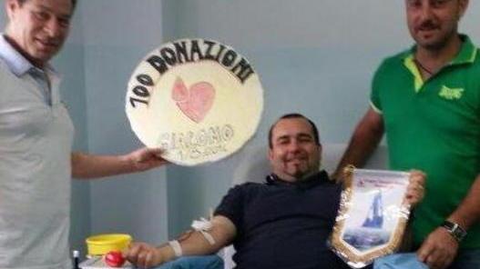 Giacomo Pedinotti raggiunge le cento donazioni di sangue