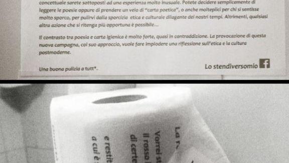 Ora Stendiversomio scrive le sue poesie sulla carta dei bagni