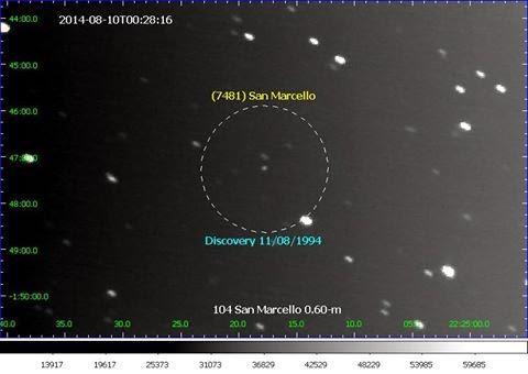 Venti anni fa la scoperta dell’asteroide 7481 San Marcello