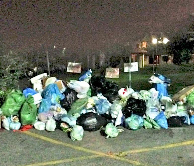 Protesta per i rifiuti abbandonati in strada