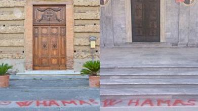 "W Hamas": scritta anche in via Grande. Imbrattato il Duomo ed altre tre chiese